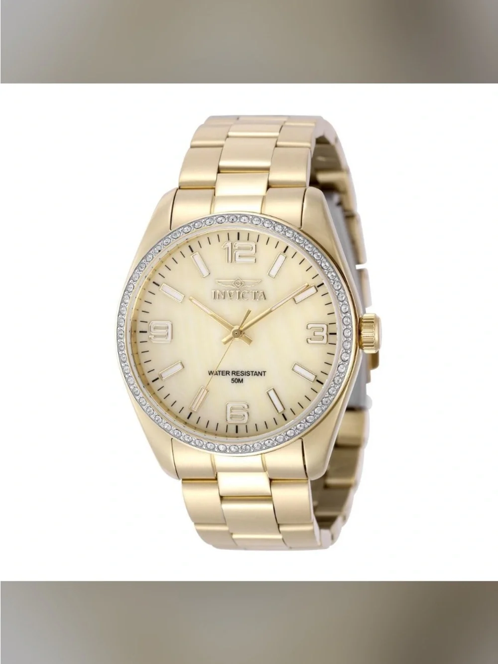 Invicta Gold-Tone Men's Watch with Crystal Bezel